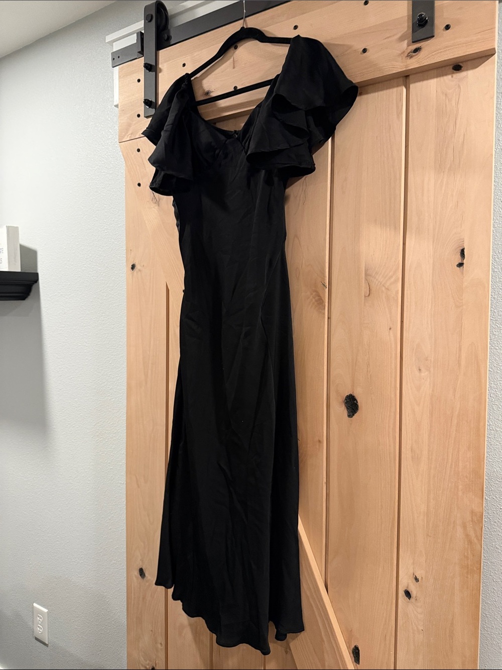 Black Maxi Dress with Layered Flutter Sleeves